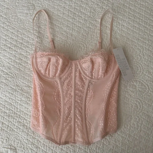 Urban Outfitters Out From Under Modern Love Corset Top Pale Pink Small - Picture 2 of 12